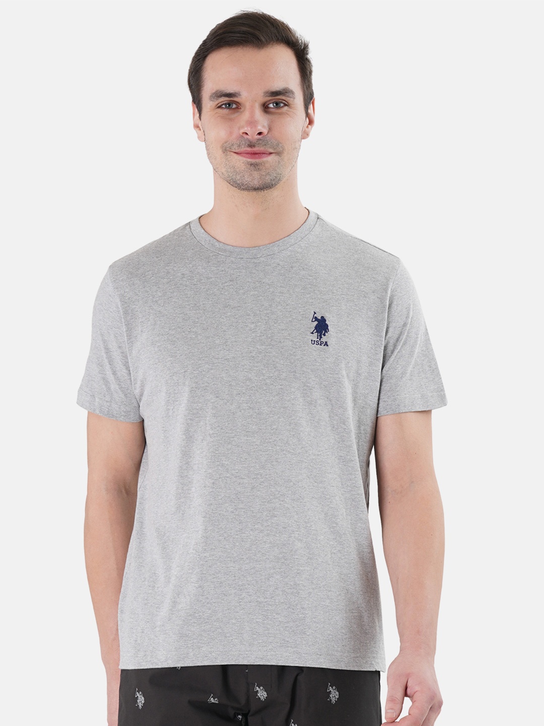 

U.S. Polo Assn. Grey Solid Lounge T-Shirt, Grey melange