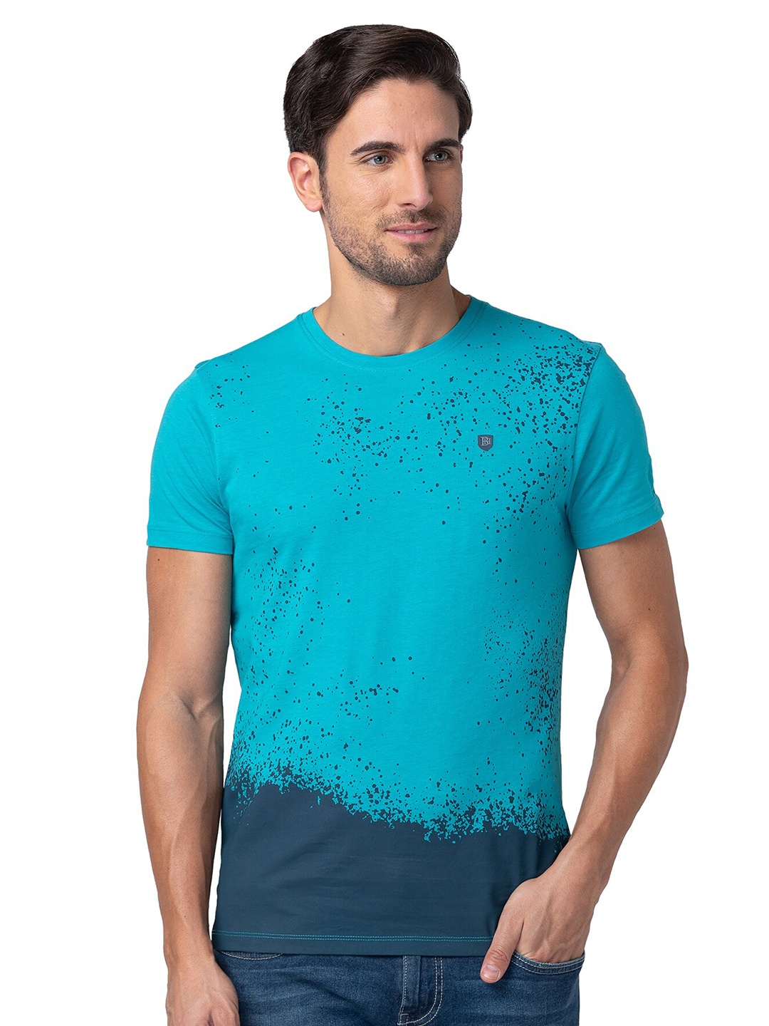 

Being Human Slim Fit Abstract Printed Round Neck T-shirt, Green