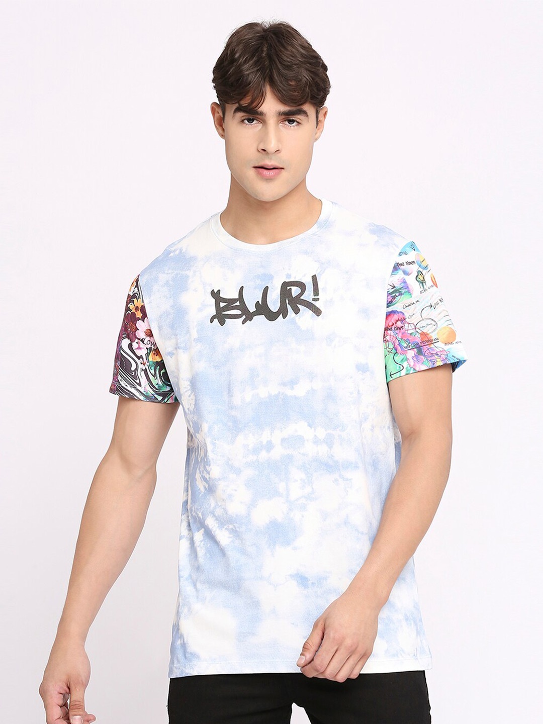 

Being Human Abstract Printed Round Neck T-Shirt, Blue