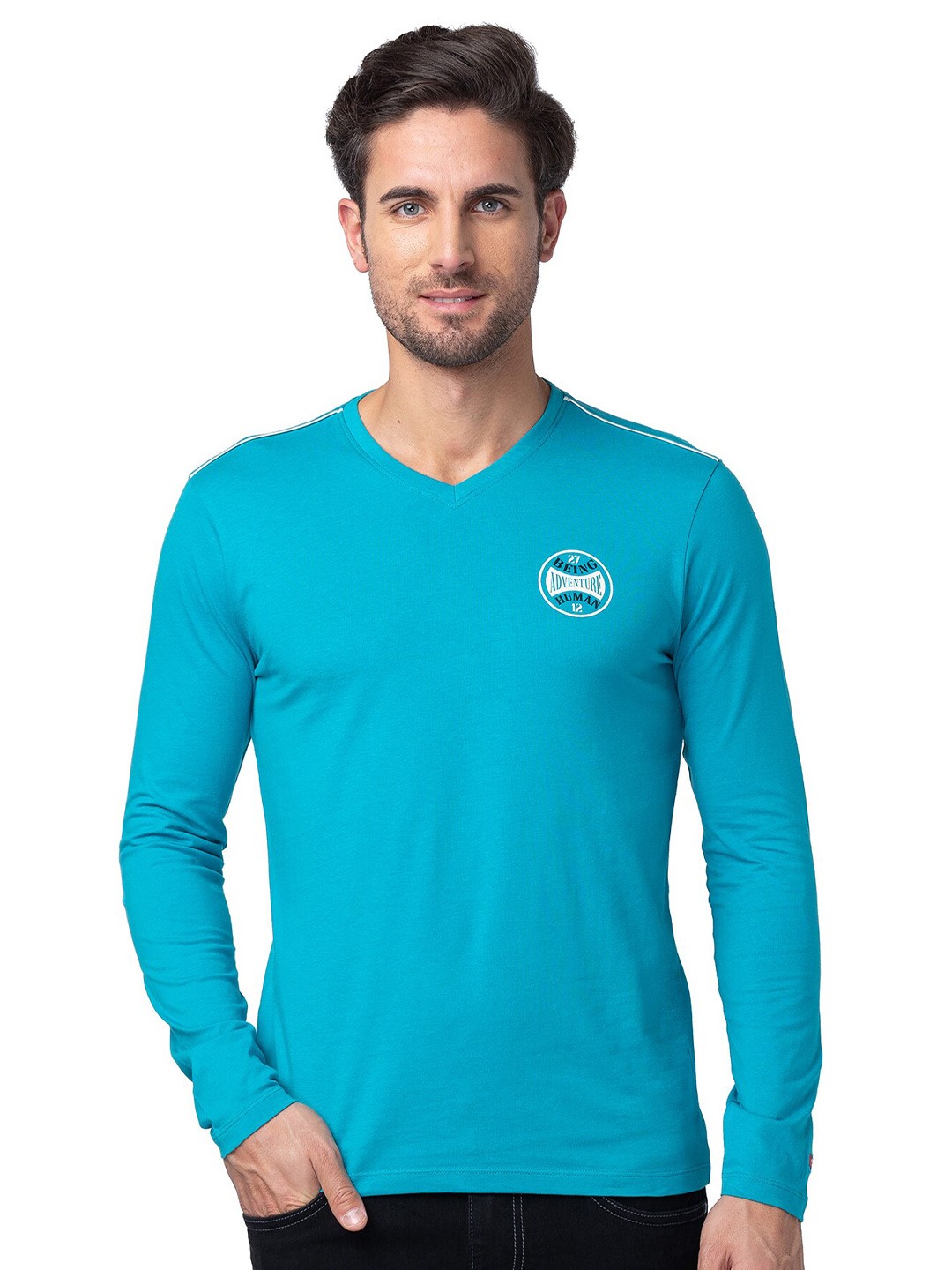 

Being Human Round Neck Casual T-shirt, Blue