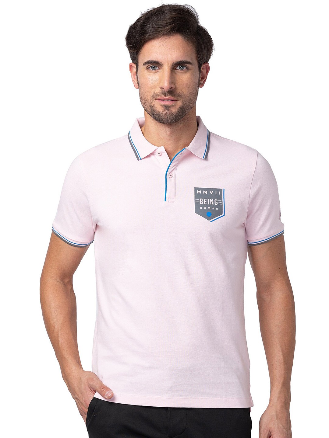 

Being Human Slim Fit Polo Collar T-shirt, Pink