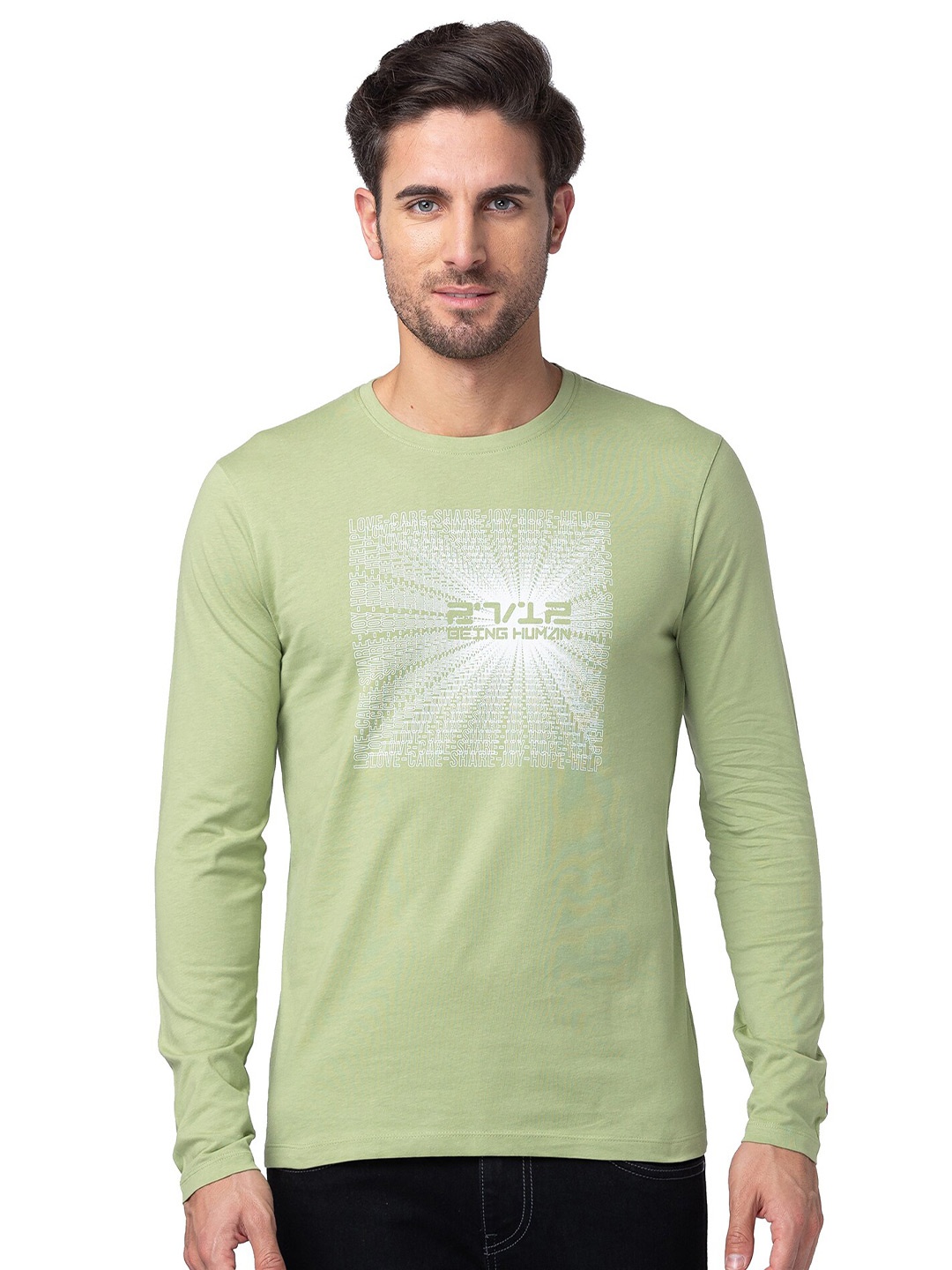 Being Human Graphic Printed Cotton T-shirt, Green