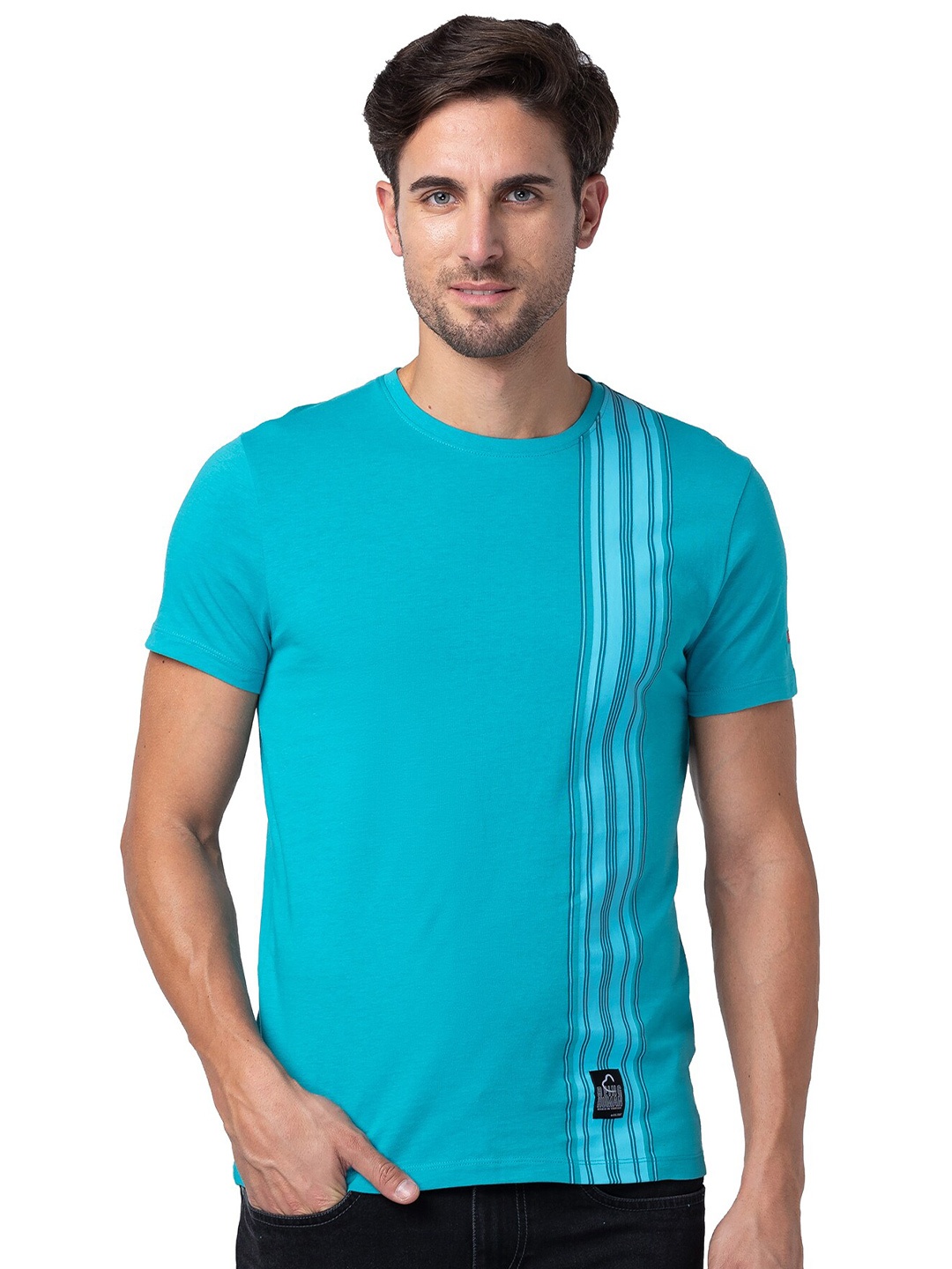 

Being Human Striped Round Neck Cotton T-shirt, Green