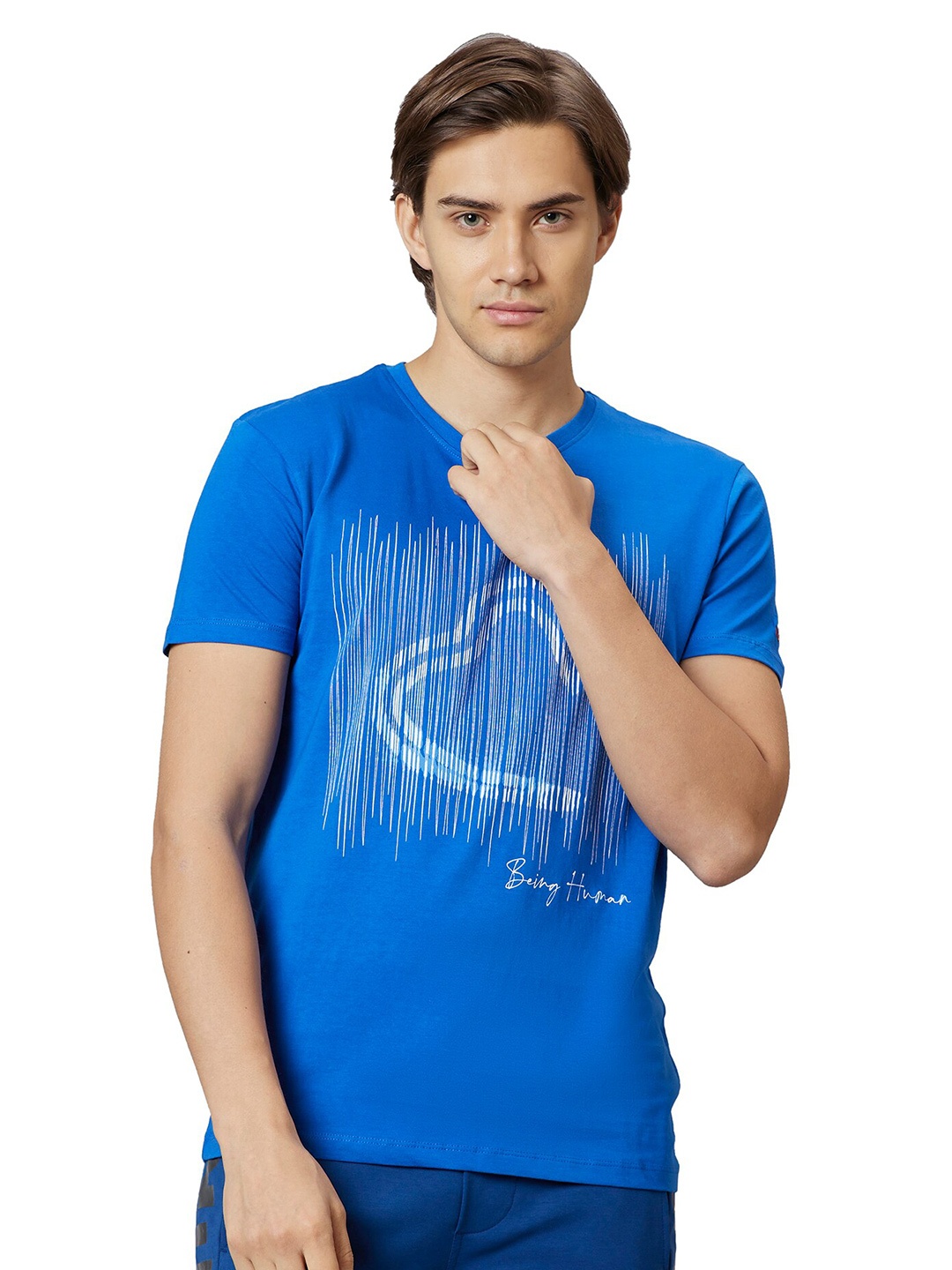 Being Human Abstract Printed Casual T-shirt, Blue