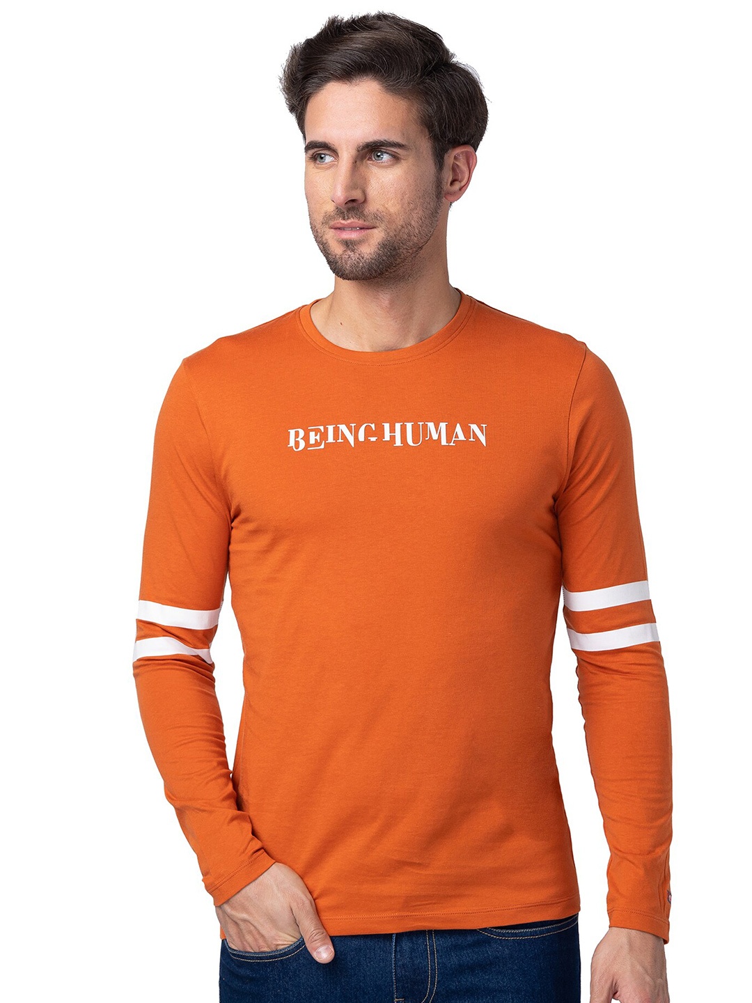 

Being Human Slim Fit Round Neck T-shirt, Orange