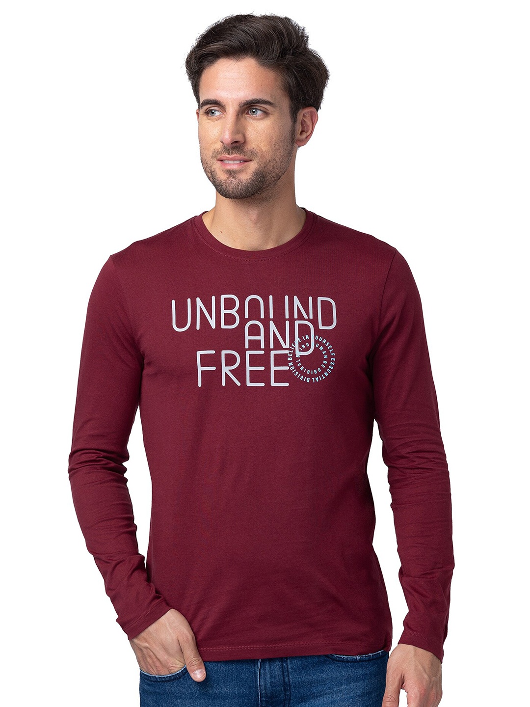 

Being Human Typography Printed Round Neck Cotton Regular T-shirt, Purple