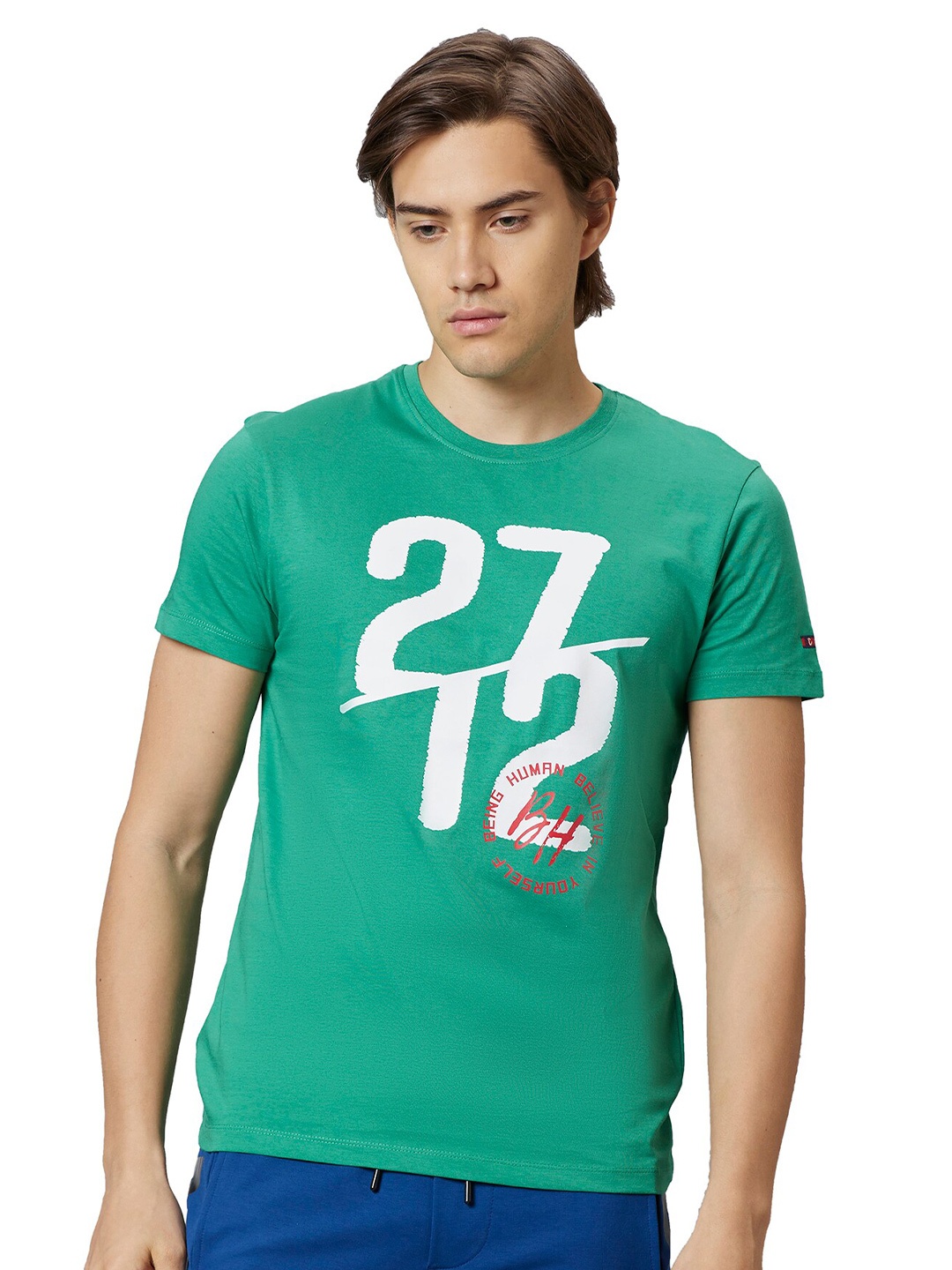 

Being Human Typography Printed Casual T-shirt, Green