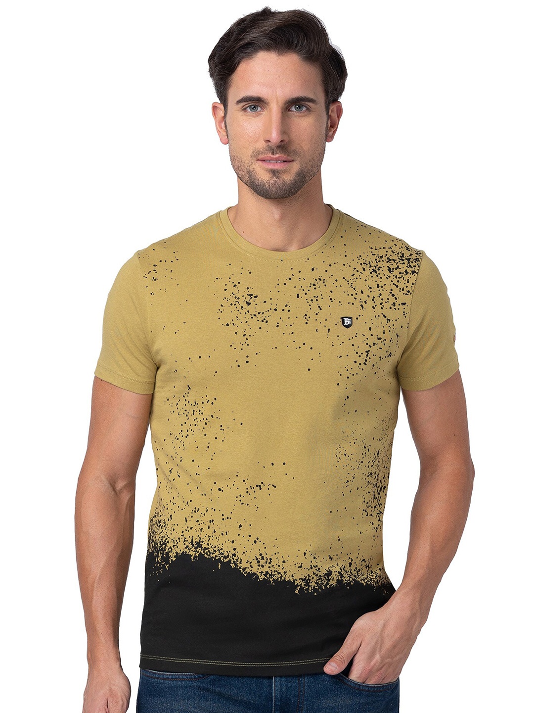 

Being Human Abstract Printed Round Neck Cotton Regular T-shirt, Brown