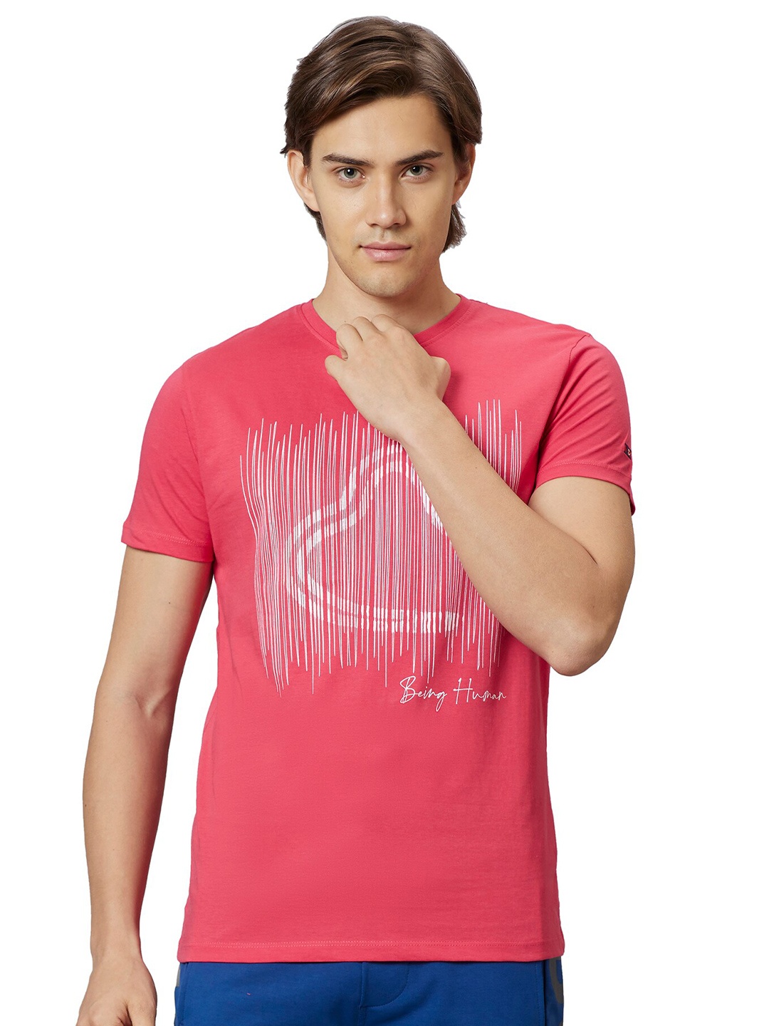 Being Human Graphic Printed Round Neck T-Shirt, Pink