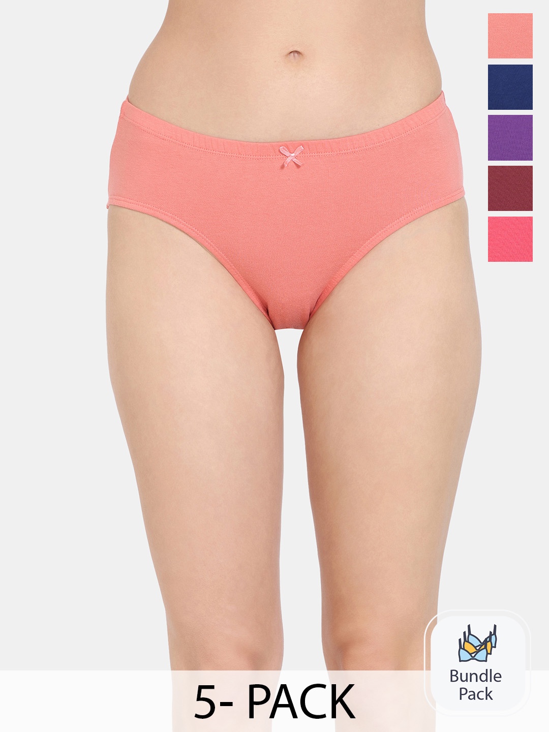 

Rosaline by Zivame Pack Of 5 Assorted Pure Cotton Hipster Briefs, Na