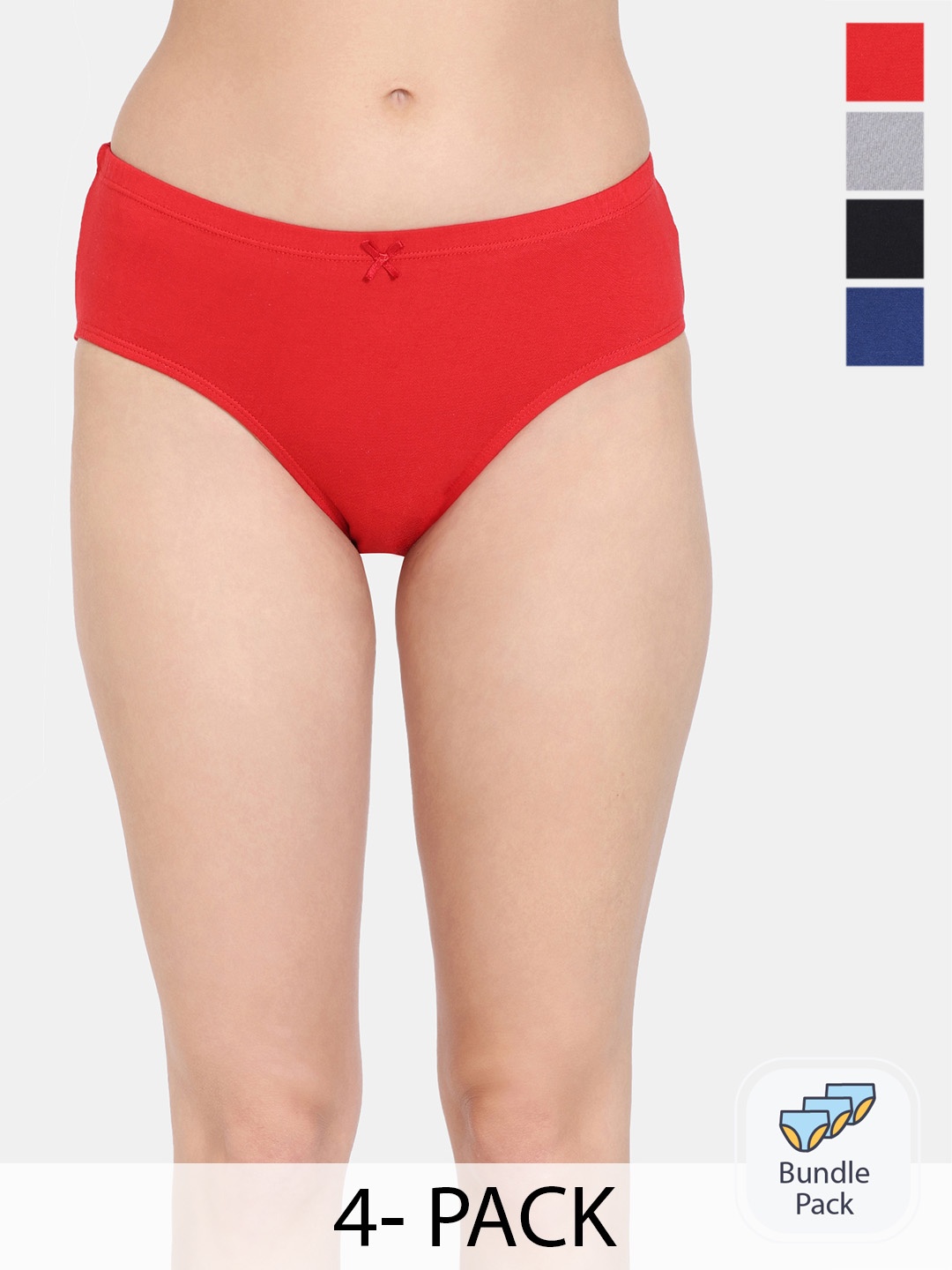 

Rosaline by Zivame Pack Of 4 Pure Cotton Hipster Briefs, Grey