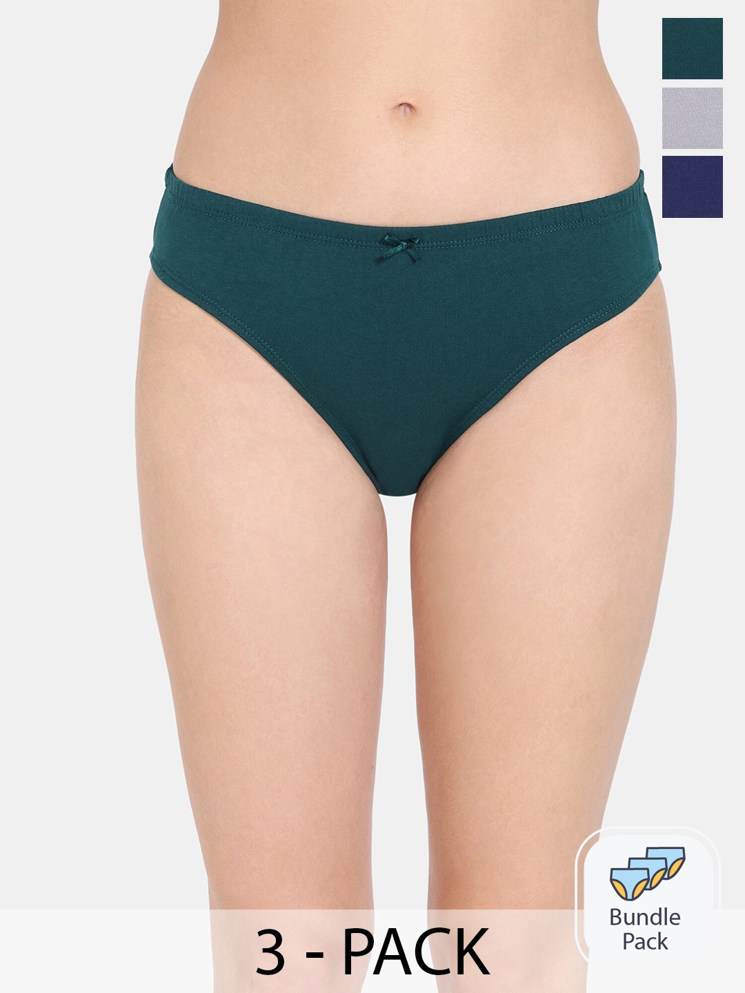 

Rosaline by Zivame Pack Of 3 Pure Cotton Hipster Briefs, Green