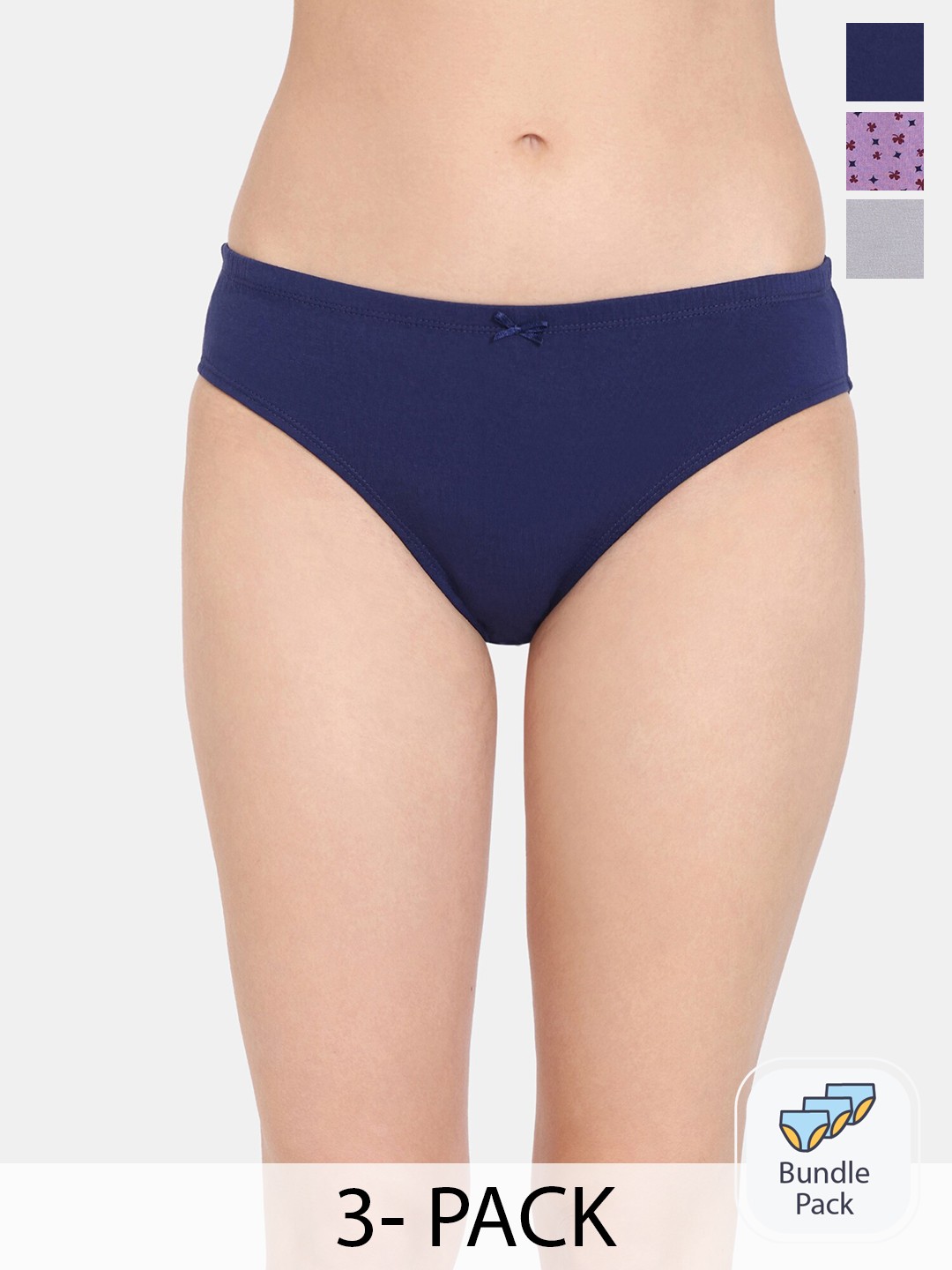 

Rosaline by Zivame Pack Of 3 Cotton Hipster Briefs, Assorted