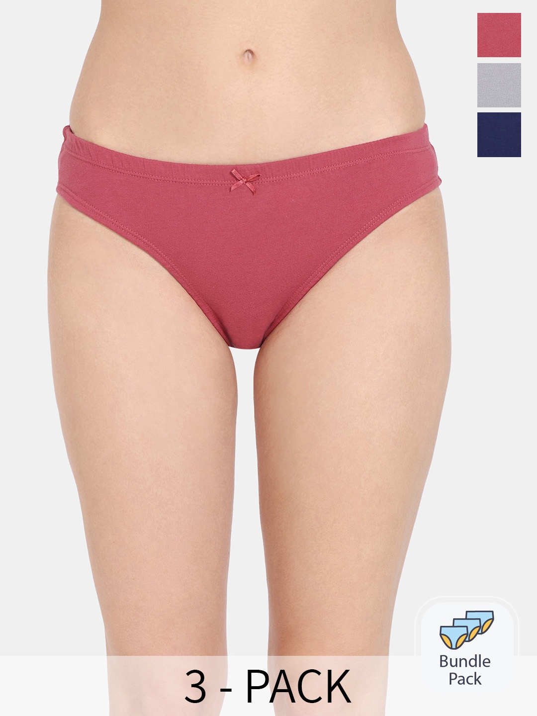 

Rosaline by Zivame Pack Of 3 Pure Cotton Hipster Briefs, Grey