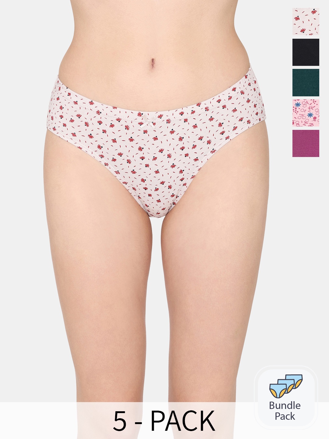 

Rosaline by Zivame Pack Of 5 Pure Cotton Hipster Briefs, White