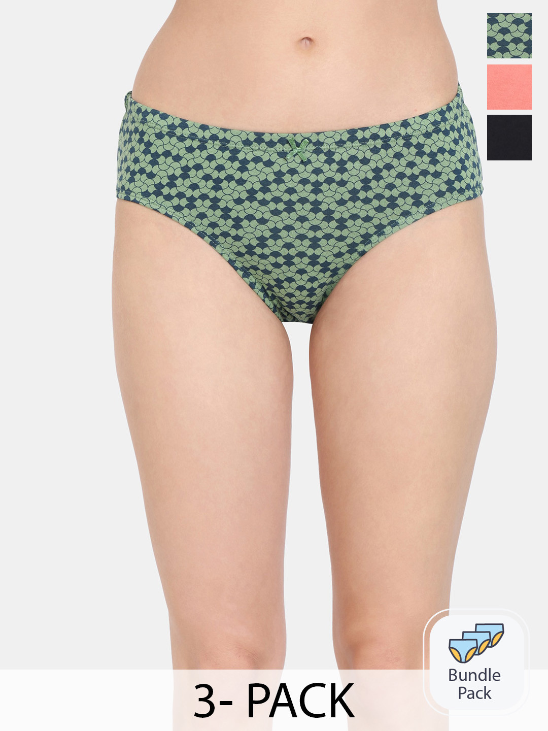 

Rosaline by Zivame Pack Of 3 Pure Cotton Hipster Briefs, Black