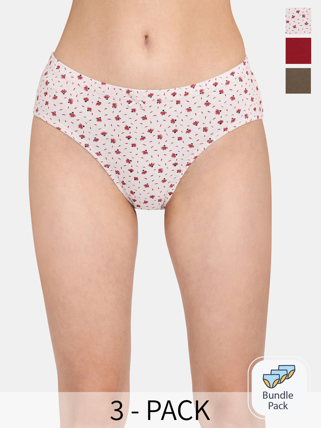 

Rosaline by Zivame Pack Of 3 Pure Cotton Hipster Briefs, White