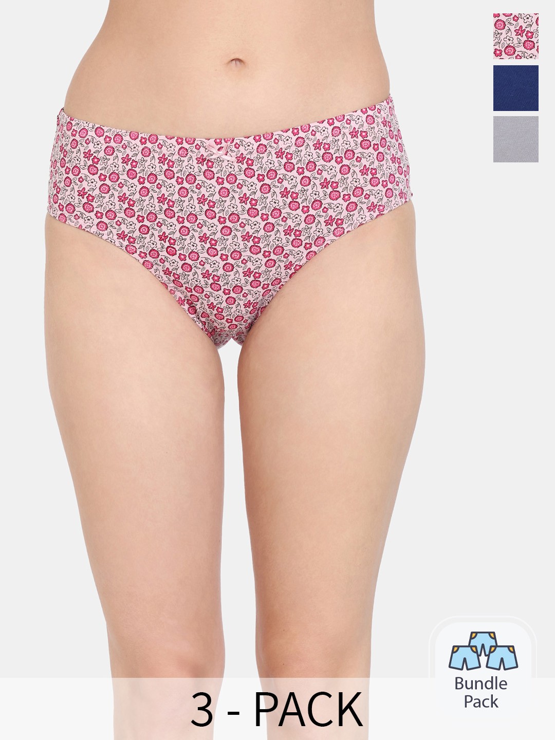 

Rosaline by Zivame Pack Of 3 Pure Cotton Hipster Briefs, Assorted