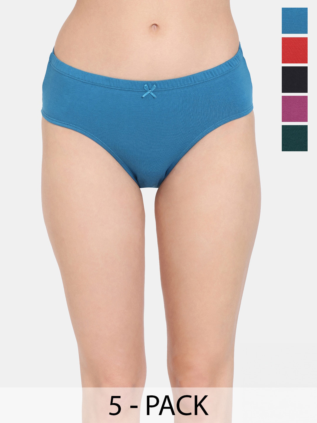 

Rosaline by Zivame Pack Of 5 Pure Cotton Hipster Briefs, Blue