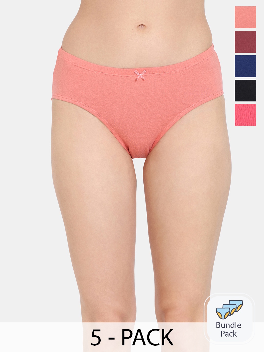 

Rosaline by Zivame Pack Of 5 Pure Cotton Hipster Briefs, Blue