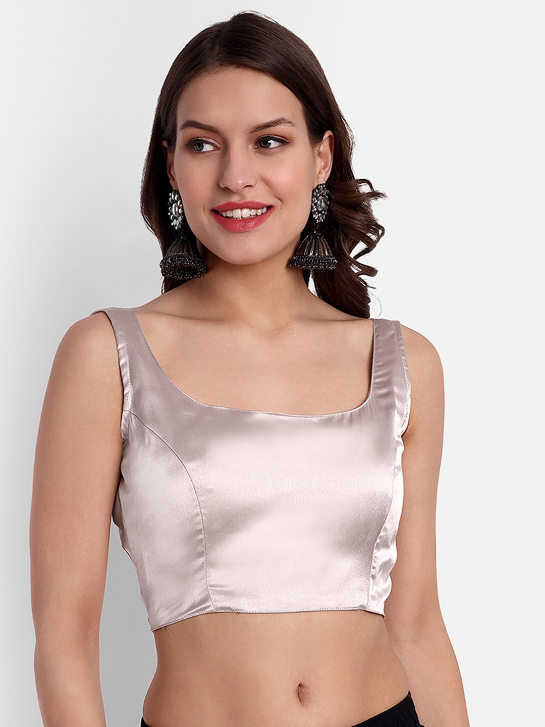 

SAZRIKA Square Neck Sleeveless Saree Blouse, Rose gold