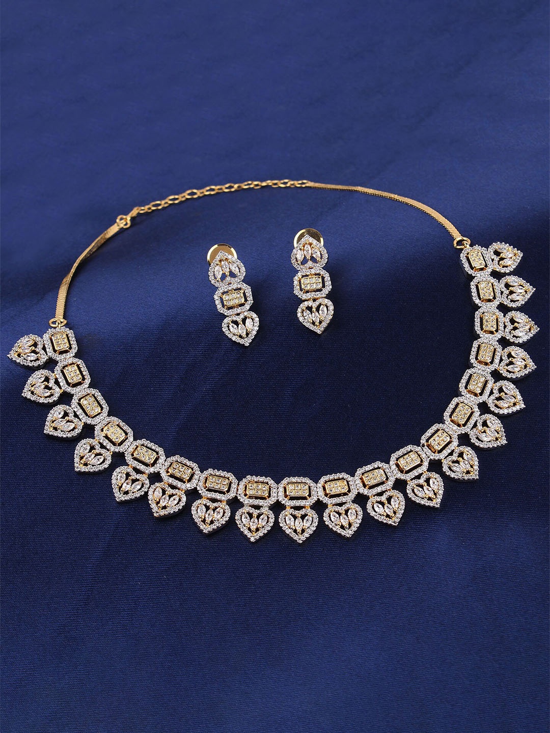 

Mirana Gold-Plated American Diamond Studded Jewellery Set