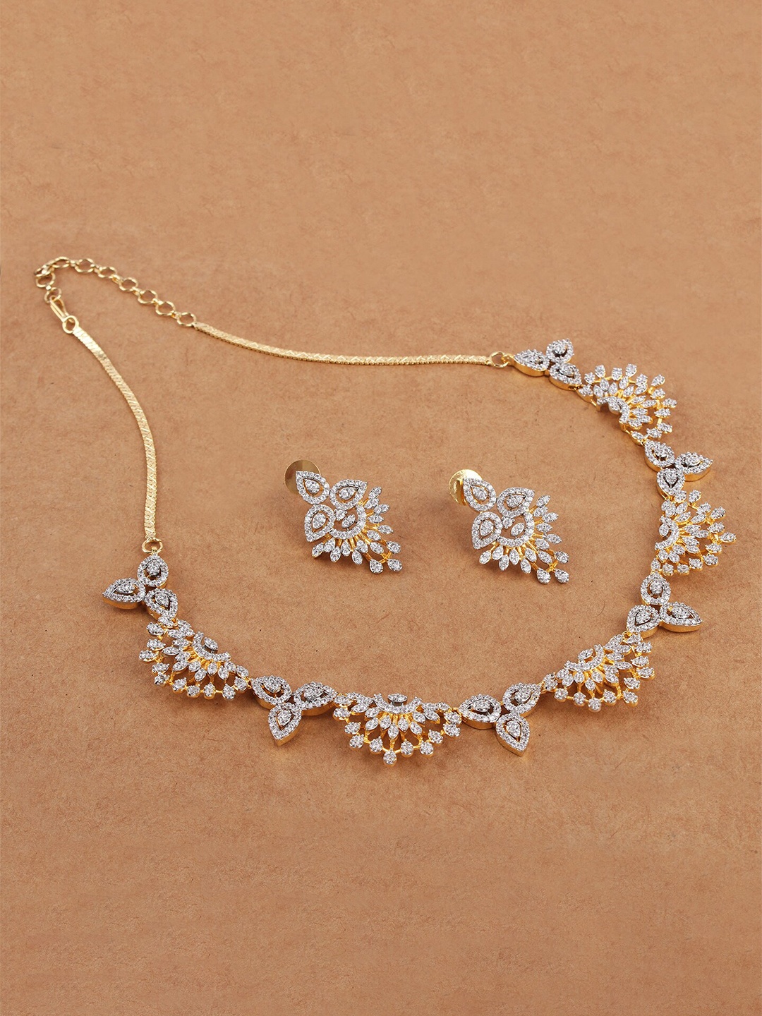 

Mirana Gold-Plated American Diamond Studded Jewellery Set