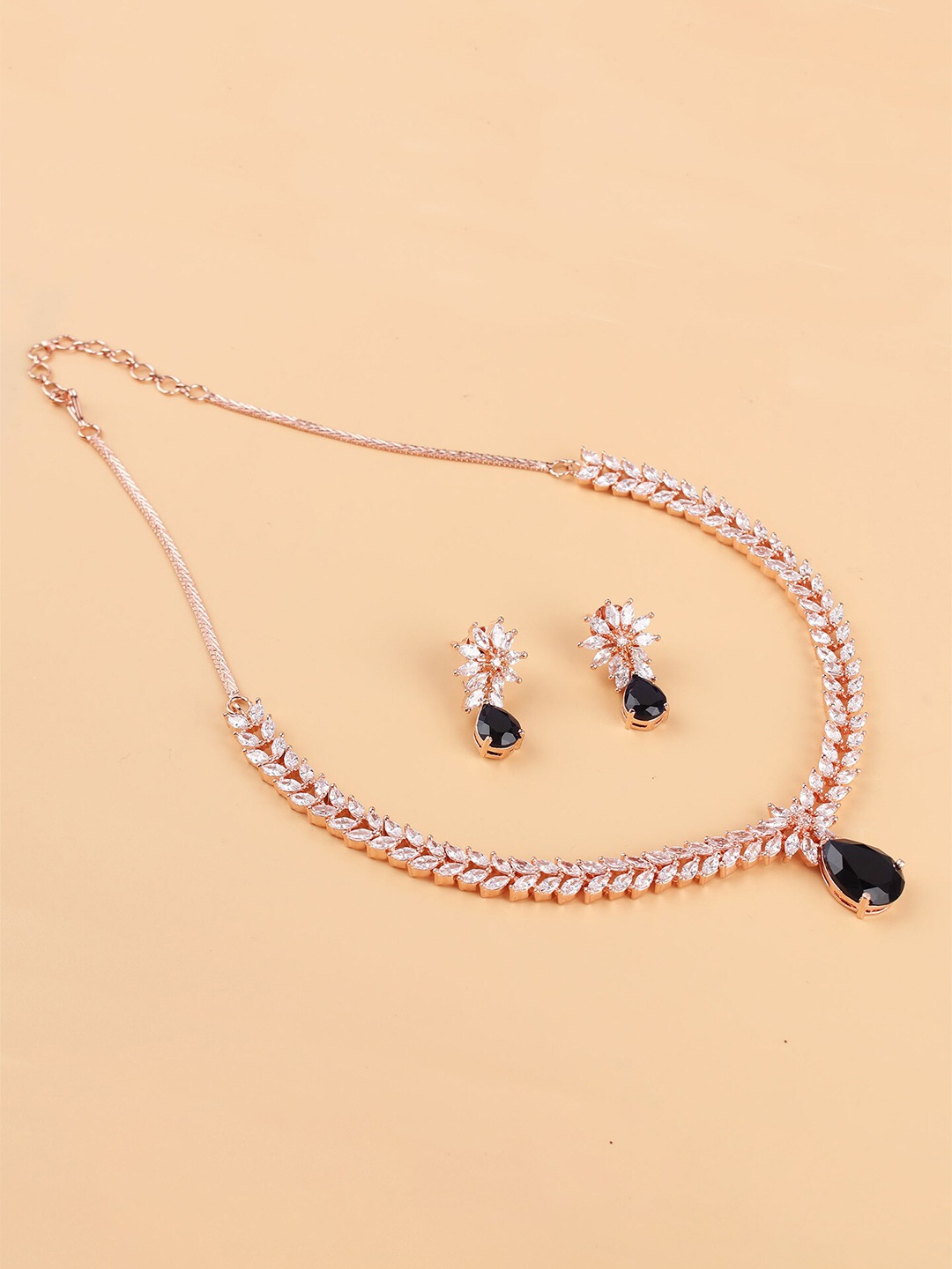 

Mirana Rose Gold Plated American Diamond-Studded Jewellery Set