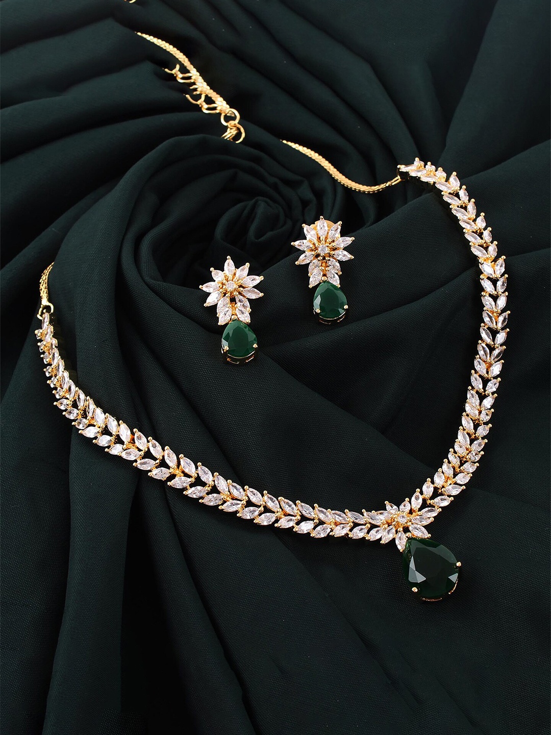 

Mirana Gold-Plated American Diamond Studded Jewellery Set