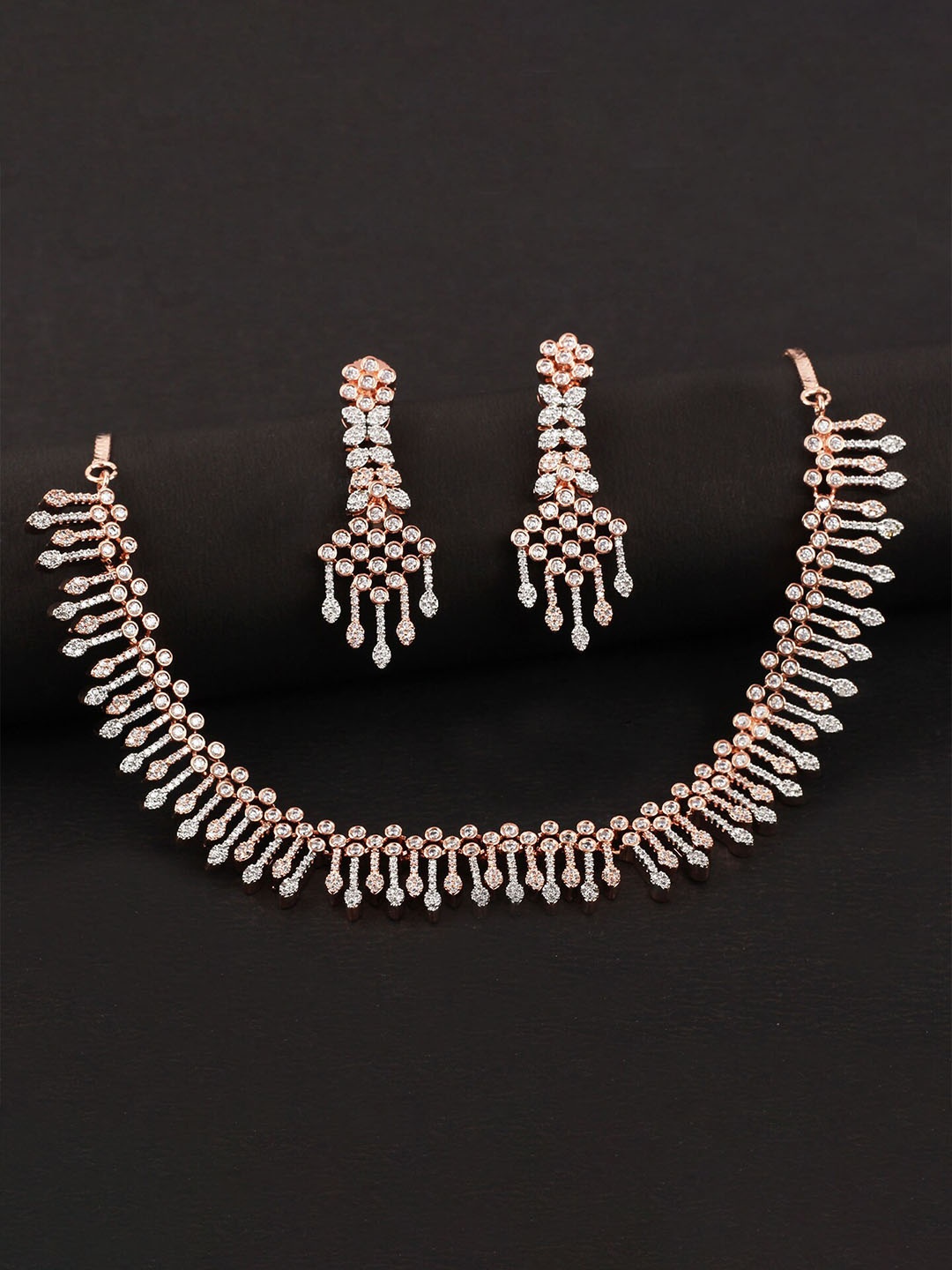 

Mirana Rose Gold-Plated American Diamond Studded Jewellery Set