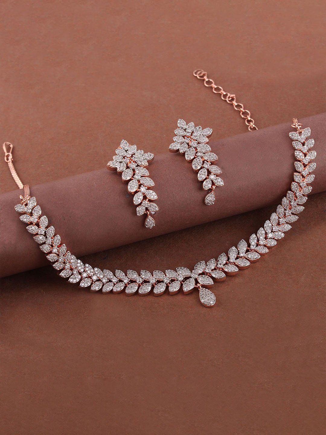 

Mirana Rose Gold-Plated American Diamond Studded Jewellery Set