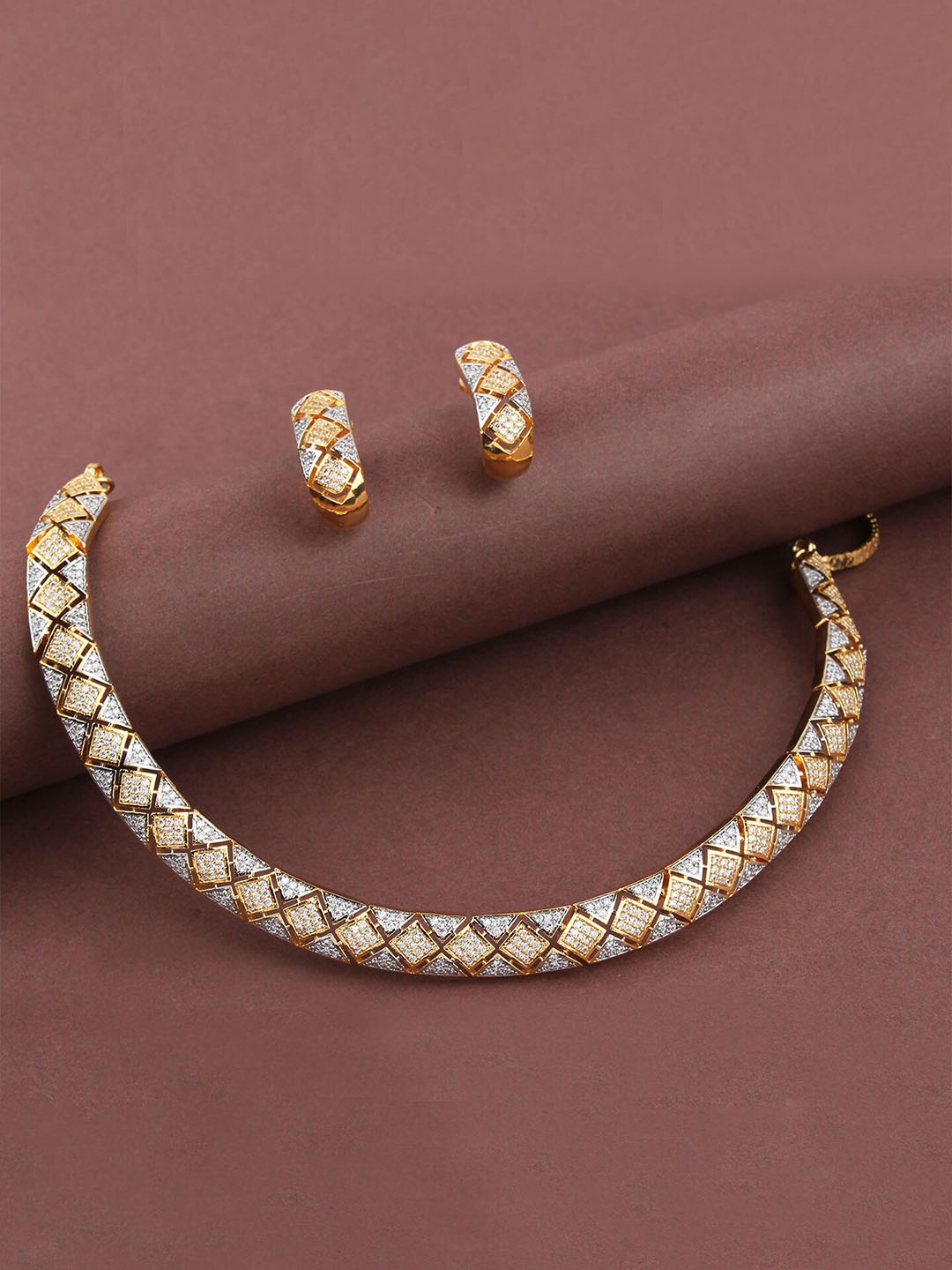 

Mirana Gold-Plated American Diamond Studded Jewellery Set