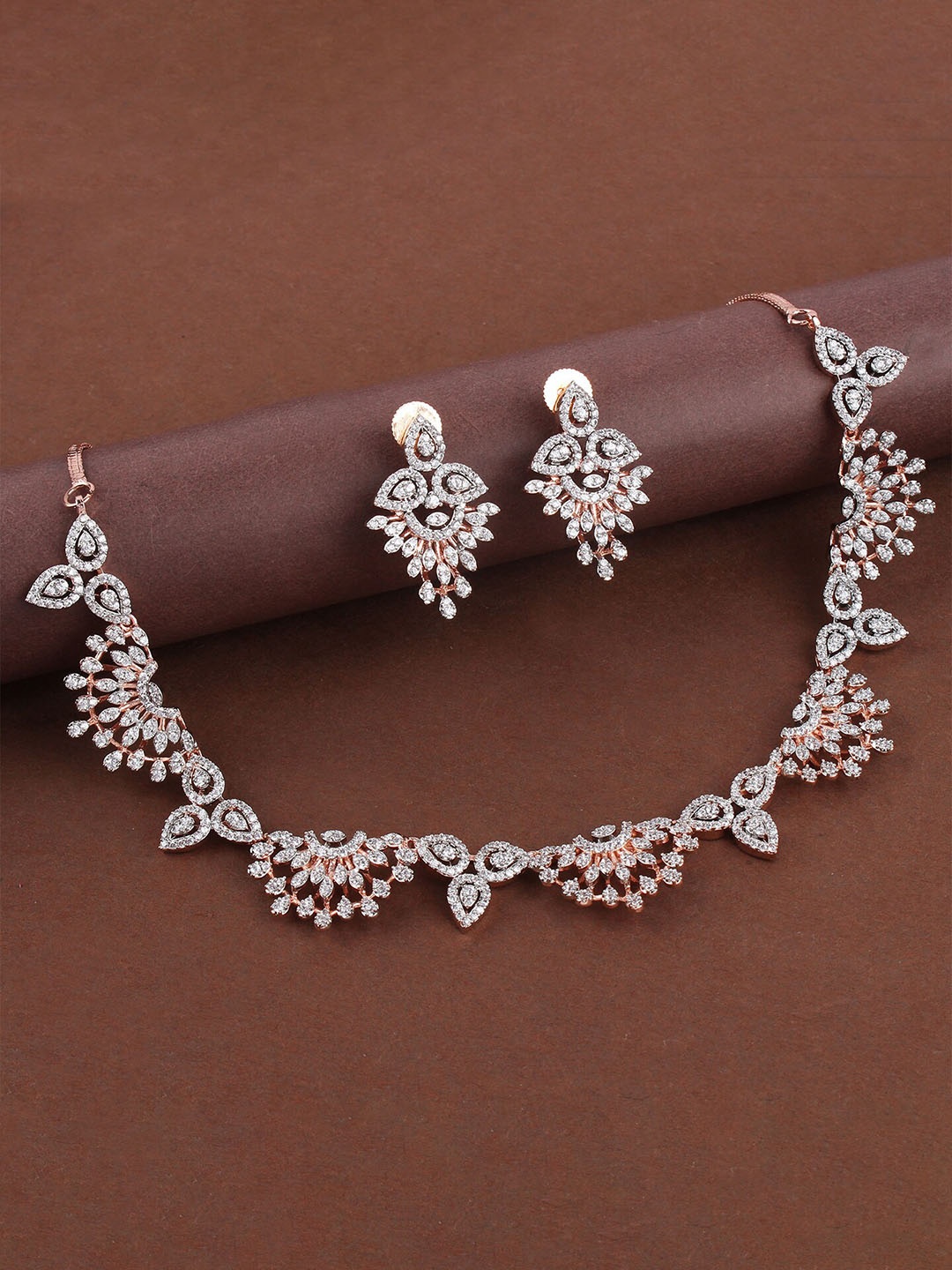 

Mirana Rose Gold-Plated American Diamond Studded Jewellery Set