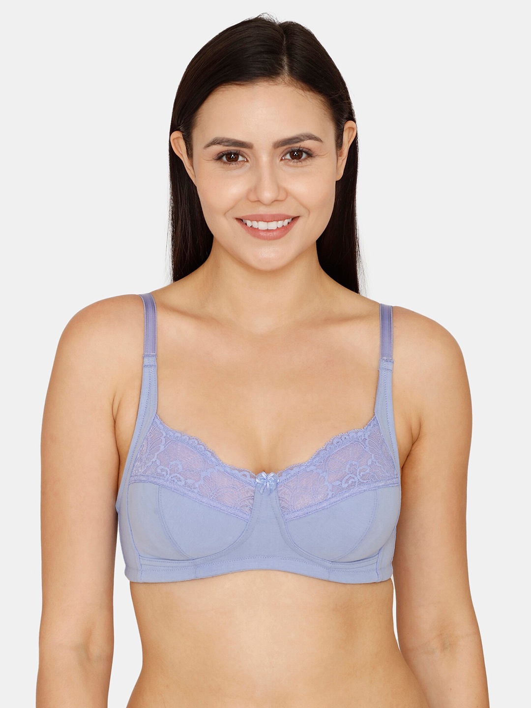 

Zivame Floral Self Design Non-Wired Non-Padded T-shirt Bra With All Day Comfort, Blue