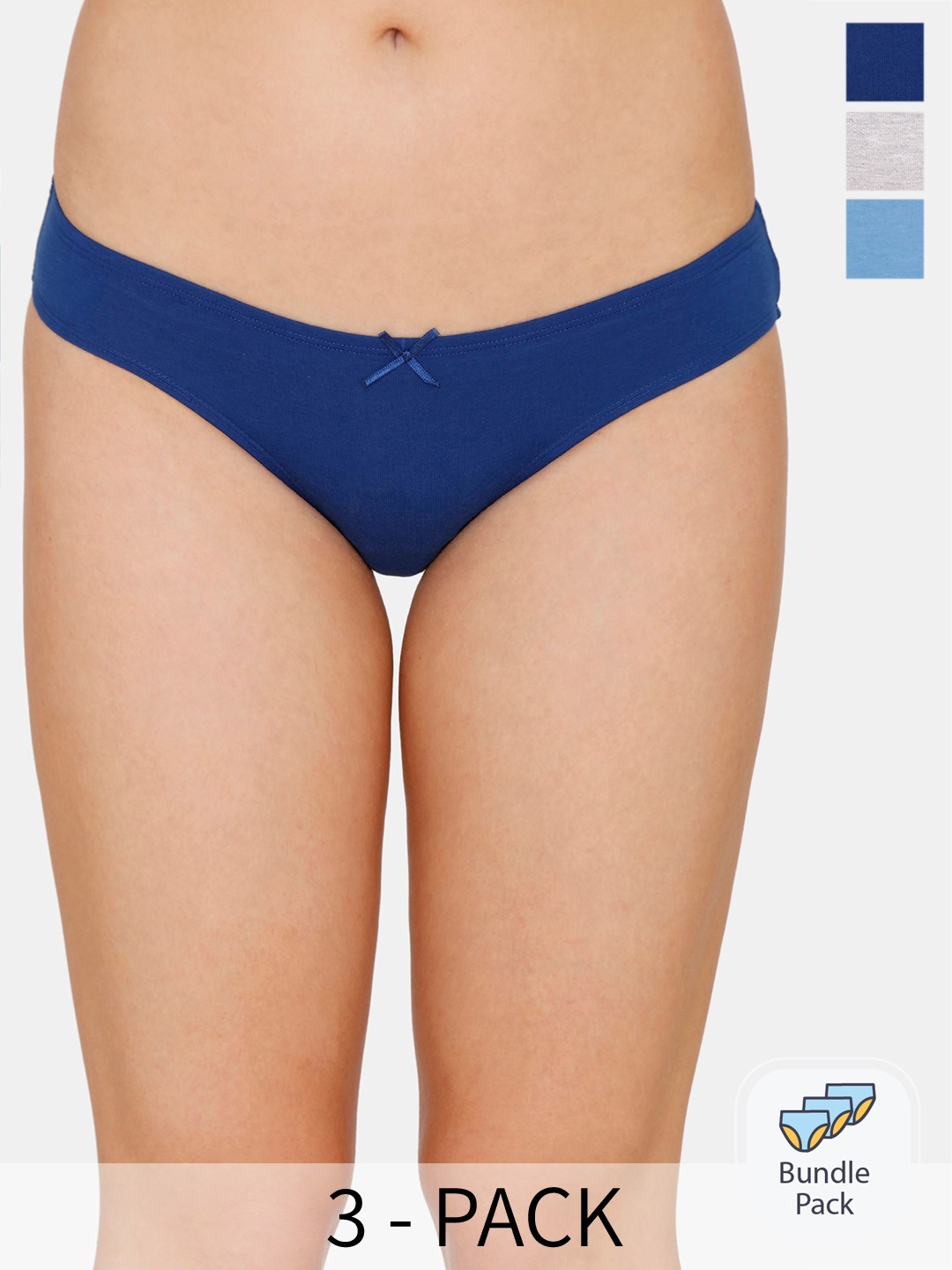 

Zivame Pack Of 3 Mid-Rise Bikini Briefs, Blue