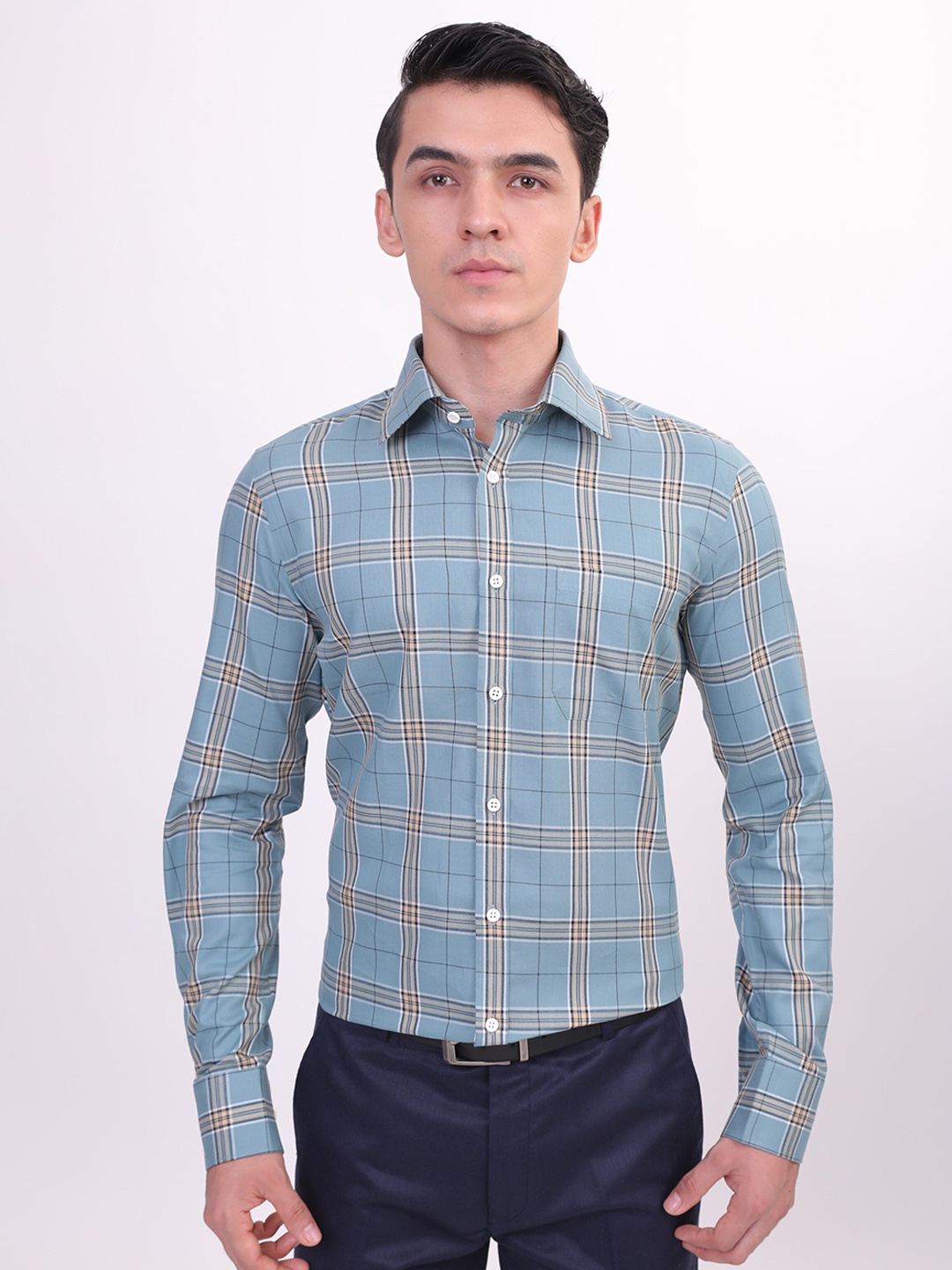 

LOUIS STITCH Comfort Tartan Checked Cotton Formal Shirt, Green