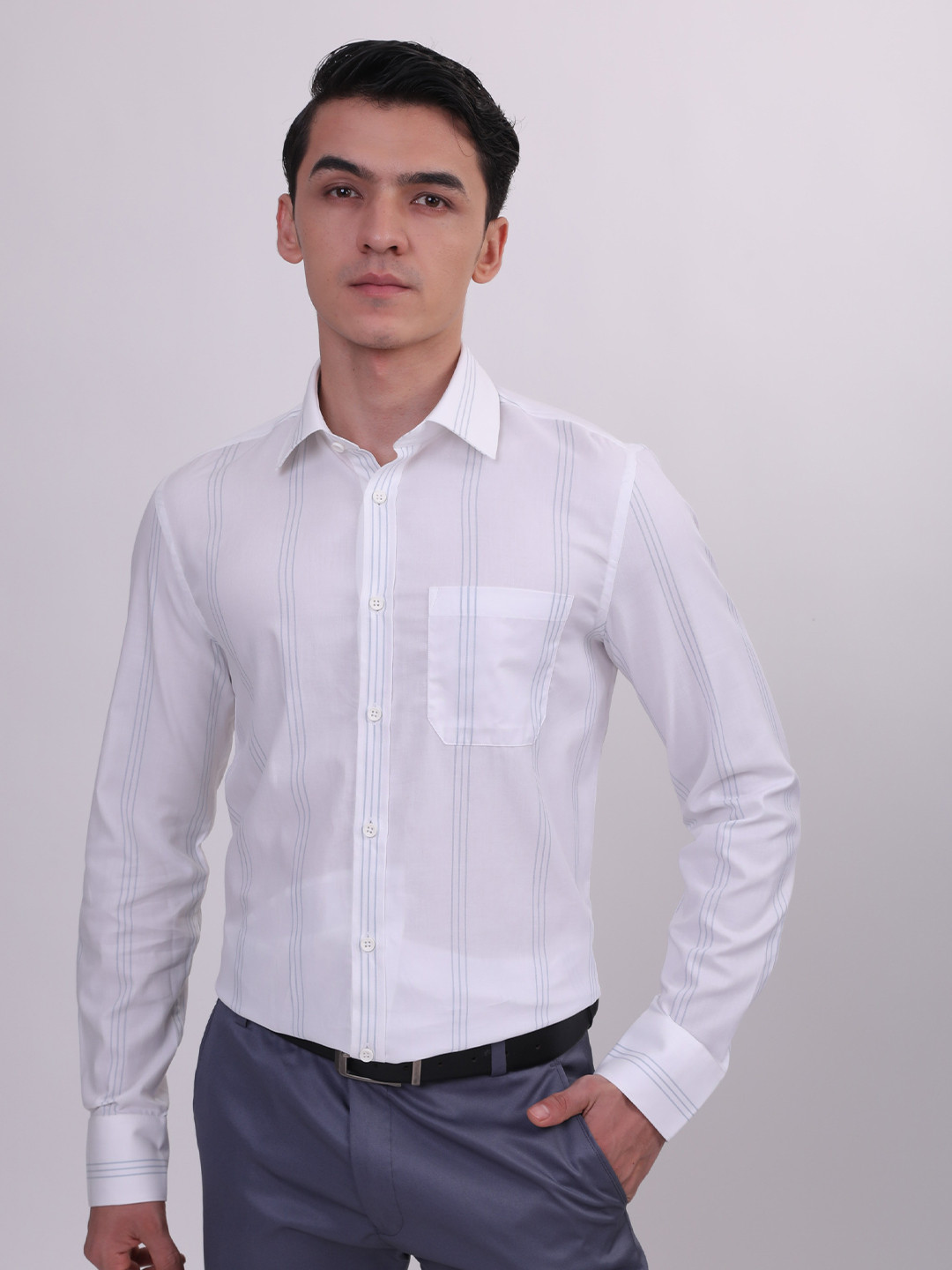 

LOUIS STITCH Men White Comfort Opaque Checked Formal Shirt