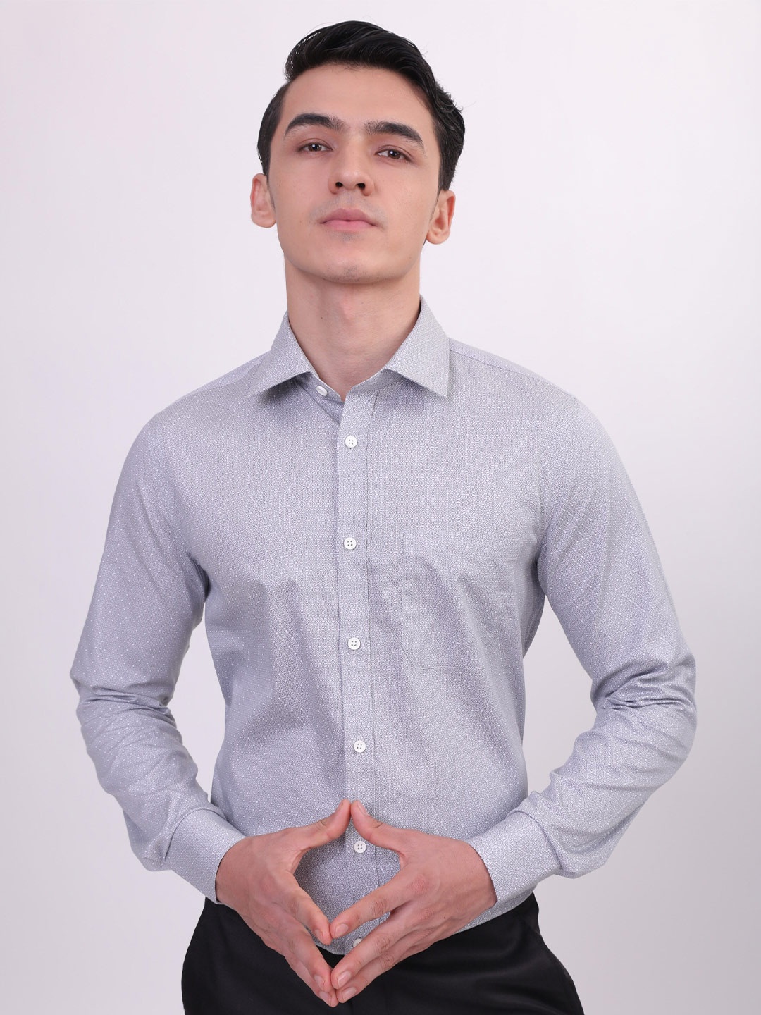 

LOUIS STITCH Comfort Self Design Cotton Formal Shirt, Grey