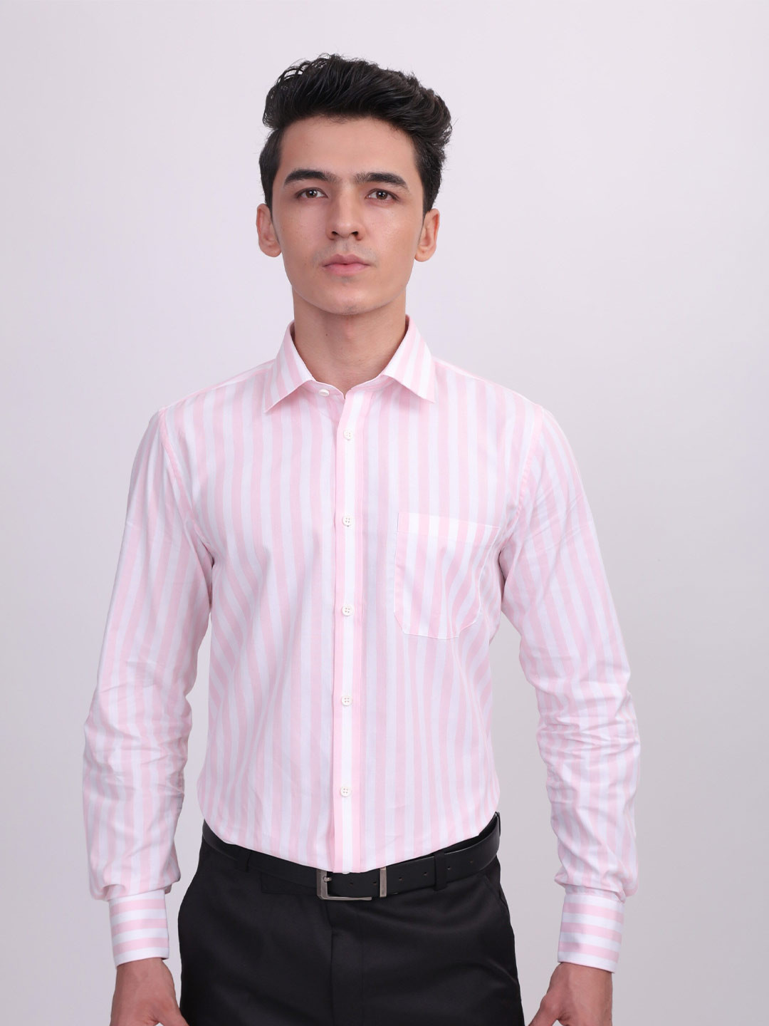 

LOUIS STITCH Comfort Vertical Striped Cotton Formal Shirt, White