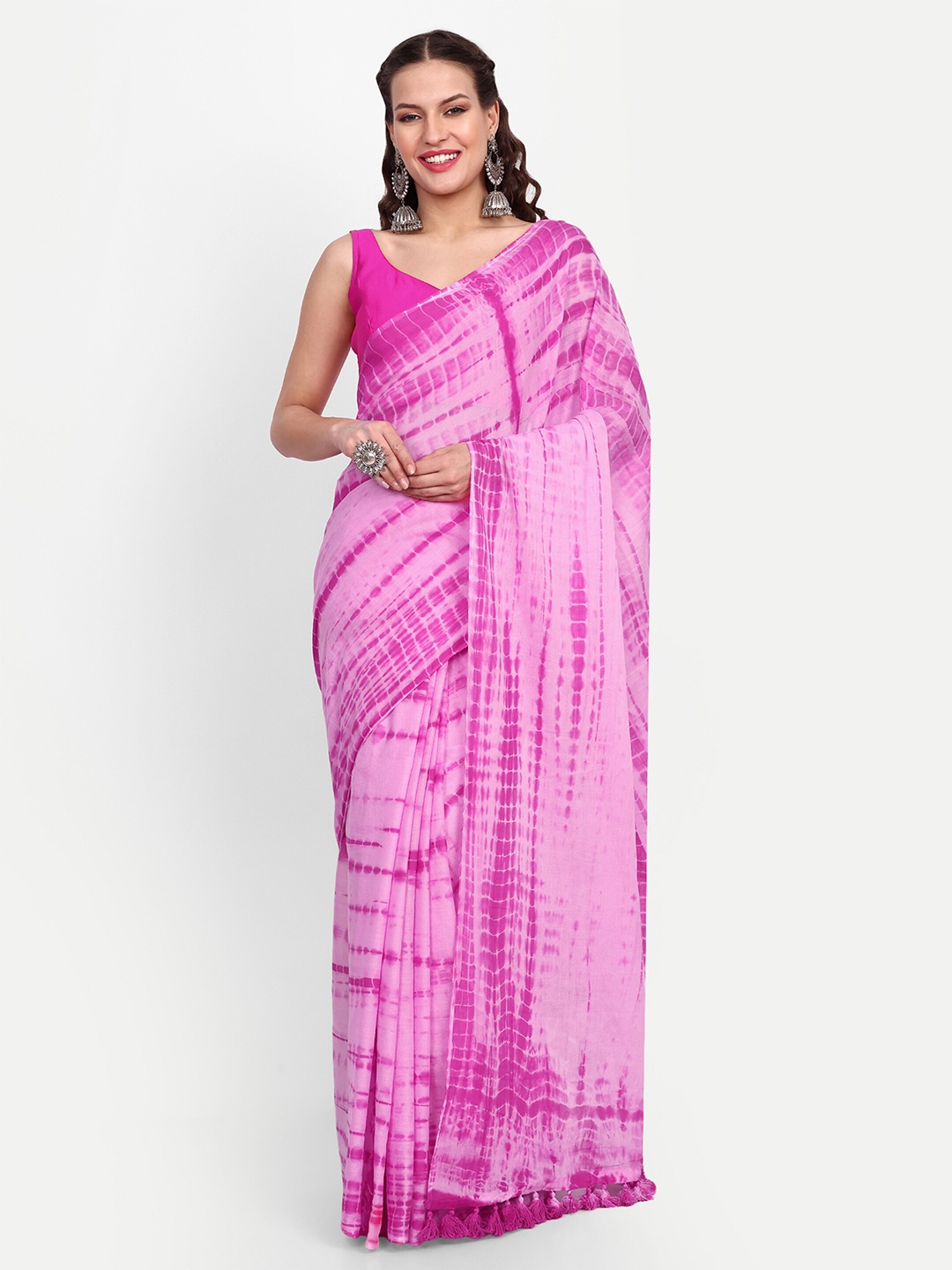 

SAZRIKA Tie And Dye Saree, Pink