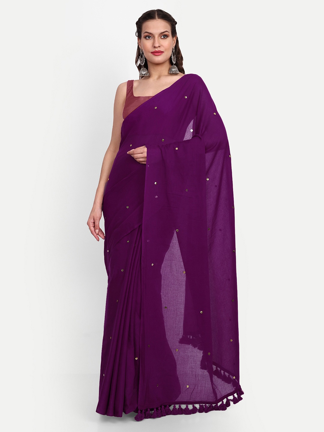 

SAZRIKA Embellished Saree, Purple