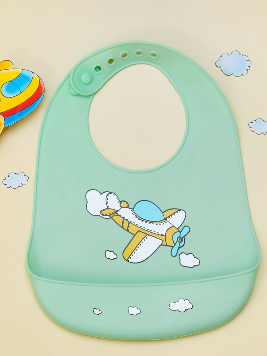 

Yellow Bee Infant Boys Printed Bib, Green