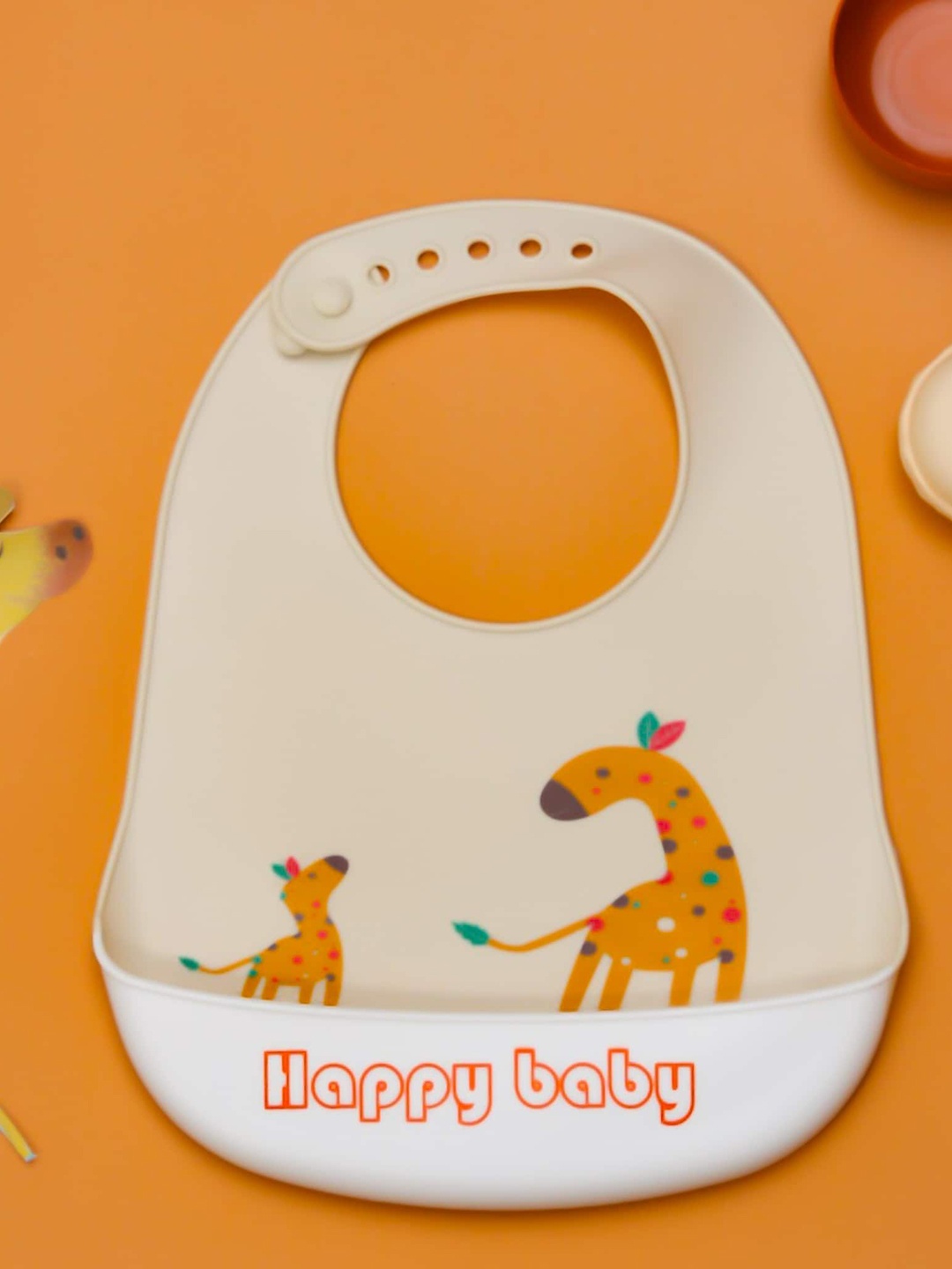 

Yellow Bee Infant Boys Printed Bib With Crumb Catcher, White