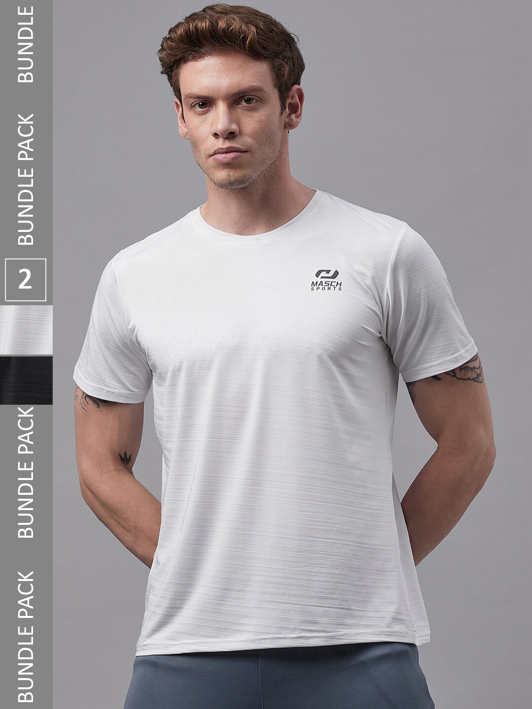 

Masch Sports Pack Of 2 Round Neck Rapid-Dry T-shirts, White