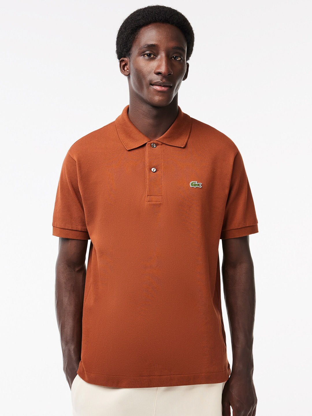 

Lacoste Polo Collar Short Sleeve Cotton T-shirt, Brown
