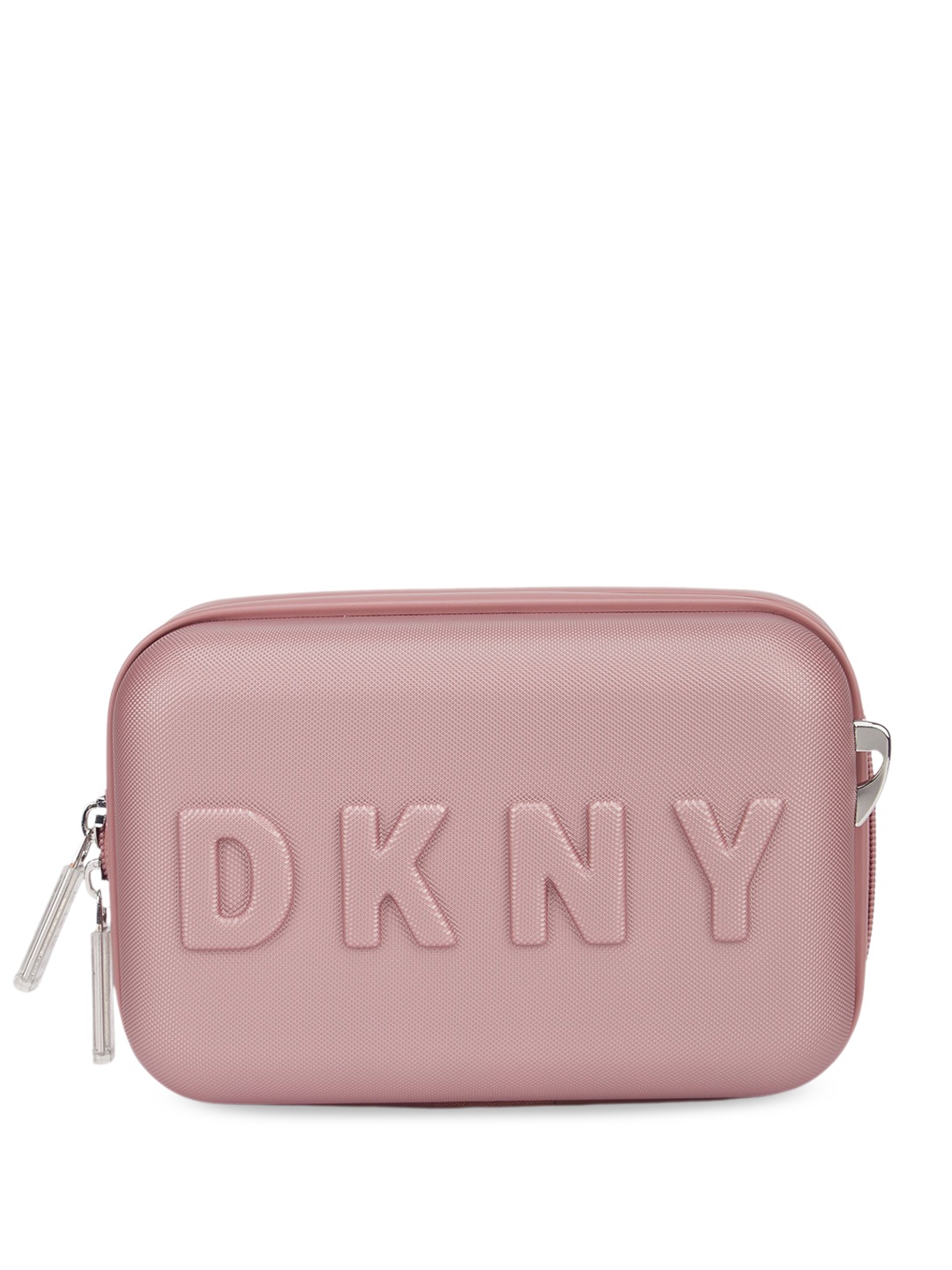 

DKNY Trademark Vintage Rose ABS Hard Beauty Case Makeup Pouch, Pink