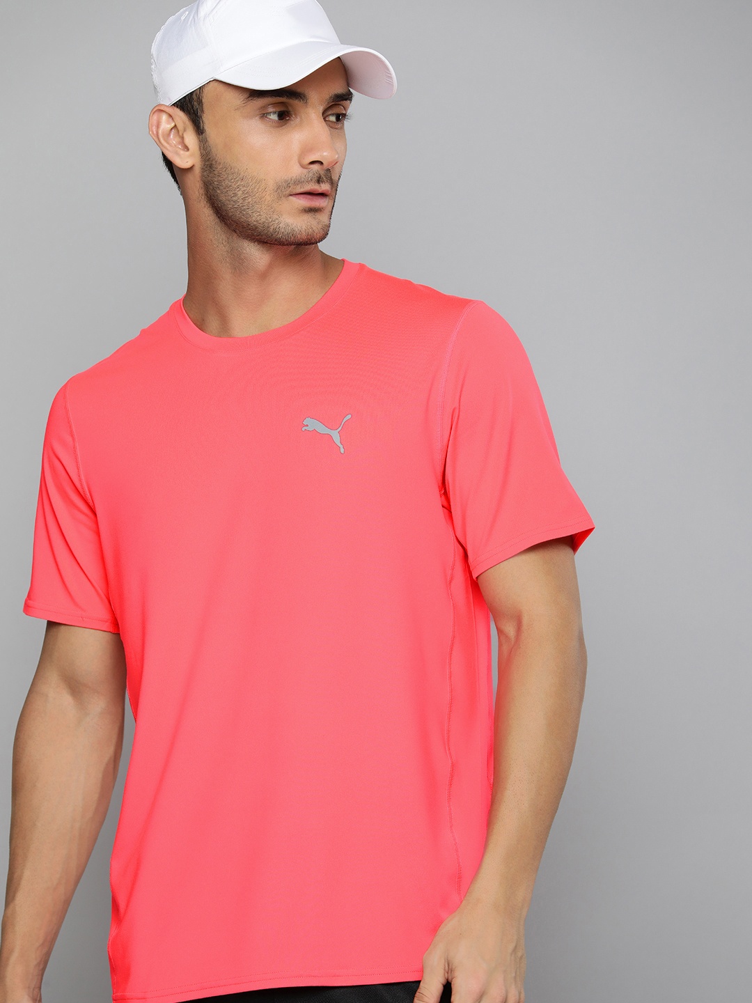 

Puma Brand Logo Printed Cloudspun dryCELL Running T-shirt, Coral