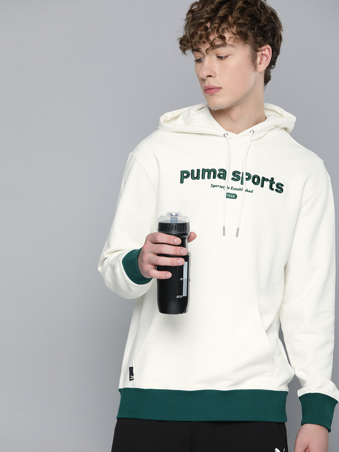 

Puma Pure Cotton Brand Logo Embroidered Hooded Sweatshirt, White