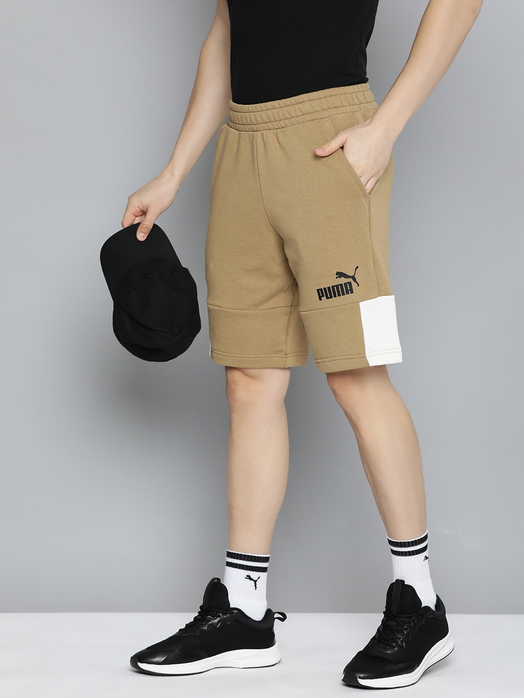 

Puma Men Colourblocked Essentials+ Block Regular Fit Shorts, Beige