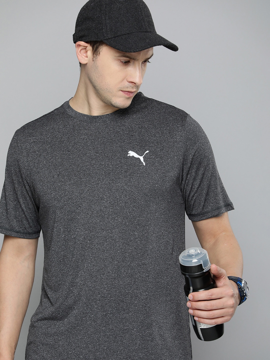 

Puma Brand Logo Printed Run Favorite Heather T-shirt, Grey